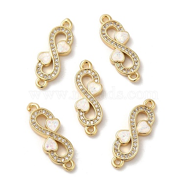 Real 18K Gold Plated Clear Number Brass+Cubic Zirconia Links