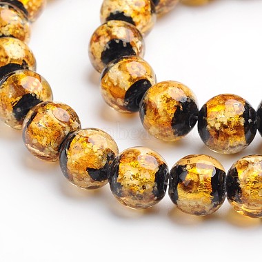 12mm Goldenrod Round Silver Foil Beads