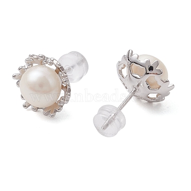 Natural Pearl Ear Studs(EJEW-P286-10P)-2