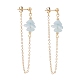 Natural Aquamarine Chip Beads Dangle Stud Earrings for Women(EJEW-TA00028-01)-1