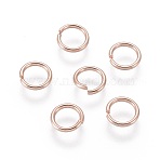 304 Stainless Steel Open Jump Rings, Round, Rose Gold, 18 Gauge, 7x1mm, Inner Diameter: 5mm(STAS-O098-02RG-04)