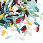 Opaque Colours Glass Seed Beads, Rice, Mixed Color, 12x4mm, Hole: 0.9mm, about 40pcs/bag(EGLA-K064-10)