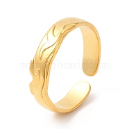 Ion Plating(IP) 201 Stainless Steel Open Cuff Ring, Seagull Finger Ring for Women, Embossed Bird Ring, Real 18K Gold Plated, US Size 6 1/4(16.8mm), 4~5mm(RJEW-E063-45G)