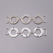 Brass Rhinestone Links Connectors, Garment Accessories, Ring, Crystal, Silver, 90x22x3mm, Hole: 13x5mm(FIND-WH0082-99)