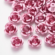 Aluminum Beads, 3-Petal Flower, Deep Pink, 8.5~9x4.5mm, Hole: 1mm, about 950pcs/bag(FALUM-T001-01B-09)