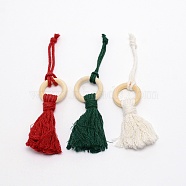 Christmas Theme Cotton Weave Pendant Decorations, Ring with Tassel, for Wedding Festival Party Decoration, Mixed Color, 180mm, 3pcs/set(HJEW-TAC0012-01)