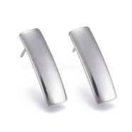 304 Stainless Steel Stud Earring Findings, with Loop, Rectangle, Stainless Steel Color, 21x6mm, Hole: 1.8mm, Pin: 0.7mm(X-STAS-L238-079P)