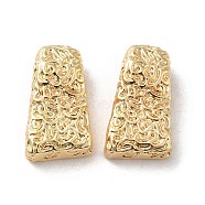 Textured Brass Beads, Trapezoid, Real 18K Gold Plated, 18x10.5x6mm, Hole: 3.5x2.5mm(KK-H455-05G)