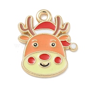 Christmas Alloy Enamel Pendants, Golden, Deer, 20x16.5x1mm, Hole: 1.8mm(ENAM-K074-01G-14)