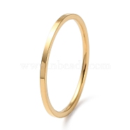 Ion Plating(IP) 304 Stainless Steel Simple Plain Band Finger Ring for Women Men, Real 18K Gold Plated, Size 7, Inner Diameter: 17.4mm, 1mm(RJEW-F152-05G)
