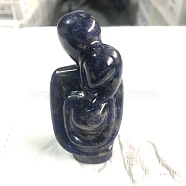 Natural Sodalite Carved Healing Couple Figurines, Reiki Energy Stone Display Decorations, 40x30x80mm(PW-WG76783-02)