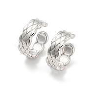 Brass Rhombus Cuff Earrings, Non Piercing Earrings, Platinum, 13x5x13.5mm(EJEW-I300-05P)