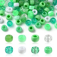 424G 8 Styles Plastic Pearlized Beads, Barrel, Green, 9x6mm, Hole: 3.5~3.8mm, 53g/style(KY-FS0001-21C)