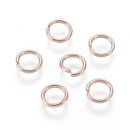 304 Stainless Steel Open Jump Rings, Rose Gold, 18 Gauge, 7x1mm, Inner Diameter: 5mm(STAS-O098-02RG-04)