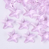 Transparent Glass Charms, Starfish/Sea Stars, Pearl Pink, 14x15x6mm, Hole: 0.8mm(GLAA-N033-01M)