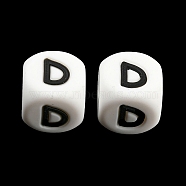 20Pcs White Cube Letter Silicone Beads 12x12x12mm Square Dice Alphabet Beads with 2mm Hole Spacer Loose Letter Beads for Bracelet Necklace Jewelry Making, Letter.D, 12mm, Hole: 2mm(JX432D)