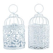 Hanging Birdcage Lantern, Iron Candle Holder for Indoor Outdoor Events Parities and Weddings, White, 170mm(AJEW-GA0002-29)