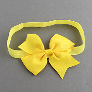 (Holiday Stock-Up Sale)Elastic Baby Headbands, Bows for Girls, Cloth, Yellow, 110mm(OHAR-R160-10)