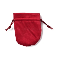 Velvet Storage Bags, Drawstring Pouches Packaging Bag, Oval, Crimson, 10x8cm(ABAG-H112-01B-05)
