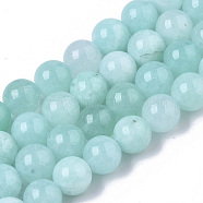 Natural Quartz Beads Strands, Dyed & Heated, Imitation Amazonite Color, Round, Pale Turquoise, 8.5x8mm, Hole: 1mm, about 47pcs/strand, 15.35 inch(G-T129-04)