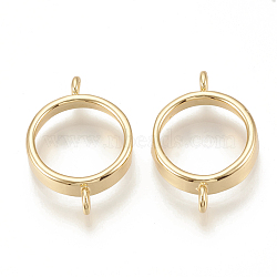 Brass Links, Open Back Bezels, For DIY UV Resin, Epoxy Resin, Pressed Flower Jewelry, Ring, Nickel Free, Real 18K Gold Plated, Tray: 13mm, 22.5x15x3.5mm, Hole: 2mm(KK-S341-79)