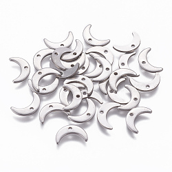 Tarnish Resistant 304 Stainless Steel Charms, Moon, Stainless Steel Color, 7x11x1mm, Hole: 1mm(STAS-L234-073P)