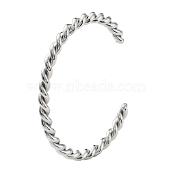 304 Stainless Steel Cuff Bangles for Women, Twist, Stainless Steel Color, 1/8 inch(0.45cm), Inner Diameter: 2-1/4 inch(5.6cm)(BJEW-M310-01P)