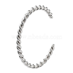 Non-Tarnish 304 Stainless Steel Cuff Bangles for Women, Twist, Stainless Steel Color, 1/8 inch(0.45cm), Inner Diameter: 2-1/4 inch(5.6cm)(BJEW-M310-01P)