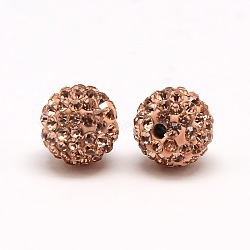 Polymer Clay Rhinestone Beads, Pave Disco Ball Beads, Grade A, Round, PP11, Light Peach, PP11(1.7~1.8mm), 8mm, Hole: 1.5mm(RB-A053-8mm-25)
