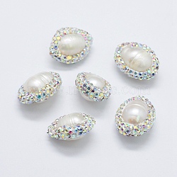 16mm White Oval Pearl Beads(PEAR-F006-45)