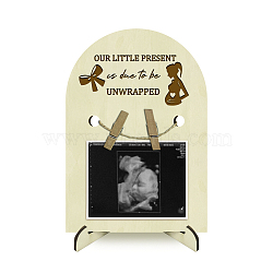 Arch Shape Wood Announcement Picture Frame Stand, for First Time Moms Baby Sonogram Frames, Human, 180x125x4mm, Hole: 10mm(DJEW-WH0070-009)