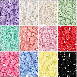 Nbeads 240Pcs 12 Colors 2-Hole Frosted Mini Resin Buttons Sets, for BJD Doll Clothes Accessories, Star, Mixed Color, 6x6x2.5mm, Hole: 0.9mm, 20pcs/color(BUTT-NB0001-62)