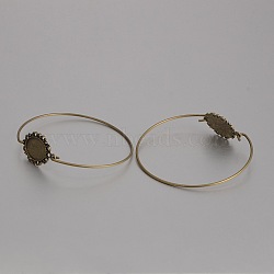 Brass Bangle Making, Blank Bangle Base, Oval Tray, Nickel Free, Antique Bronze, 69mm, Tray: 13x18mm(KK-J184-41AB-NF)