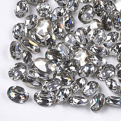 Pointed Back Resin Rhinestone Cabochons, Back Plated, Faceted, Oval, Black Diamond, 9.5~10x7.5~8x4.5mm, about 450pcs/bag(CRES-S379-8x10mm-B01)