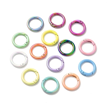 Spray Painted Alloy Spring Gate Ring, Rings, Mixed Color, 25x3.5mm
