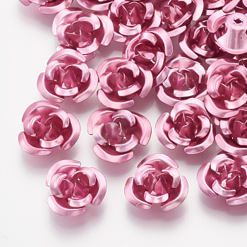 Aluminum Beads, 3-Petal Flower, Deep Pink, 8.5~9x4.5mm, Hole: 1mm, about 950pcs/bag