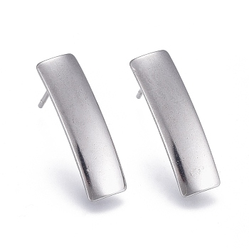 304 Stainless Steel Stud Earring Findings, with Loop, Rectangle, Stainless Steel Color, 21x6mm, Hole: 1.8mm, Pin: 0.7mm