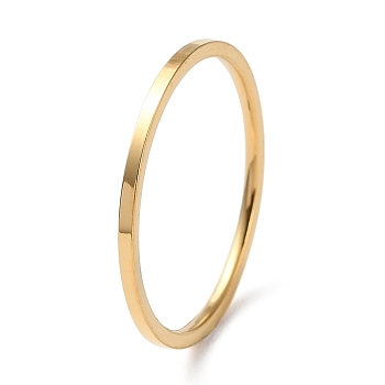 Ion Plating(IP) 304 Stainless Steel Simple Plain Band Finger Ring for Women Men, Real 18K Gold Plated, Size 7, Inner Diameter: 17.4mm, 1mm