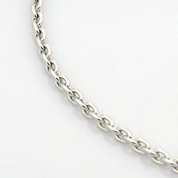 Men's 304 Stainless Steel Cable Chain Necklaces, with Lobster Claw Clasps, Faceted, Stainless Steel Color, 29.5 inch(74.9cm)