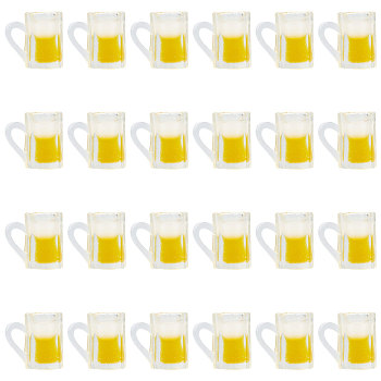 24Pcs Transparent Resin Charms, Imitation Drink, Draft Beer Cup, Yellow, 15x10x15mm, Hole: 3x5mm, 24pcs