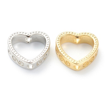 Brass Bead Frames, Long-Lasting Plated, Heart, Mixed Color, 9.5x10x3mm, Hole: 1.4mm