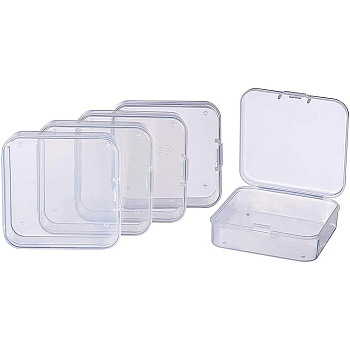 Plastic Bead Storage Containers, Square, Clear, 6.4x6.3x2cm, 18pcs/set