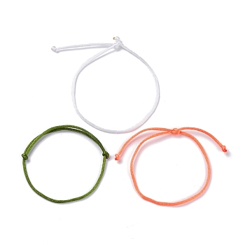 Simple Nylon Cord Bracelets Set, Lucky Adjustable Bracelets for Women, Mixed Color, Inner Diameter: 1/4~3-3/8 inch(0.5~8.5cm), 3pcs/set