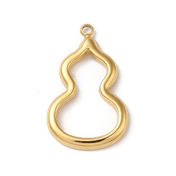 304 Stainless Steel Pendants, Gourd Charm, Real 14K Gold Plated, 22.5x14x2mm, Hole: 1.5mm