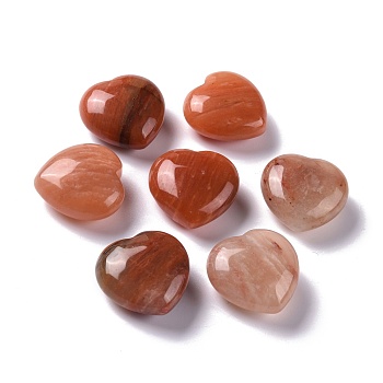 Natural Red Aventurine Heart Love Stone, Pocket Palm Stone for Reiki Balancing, 29.5x30x14mm