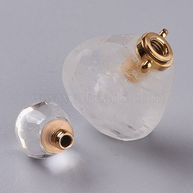 Teardrop Natural Quartz Crystal Perfume Bottle Pendants(G-H241-02C-G)-2