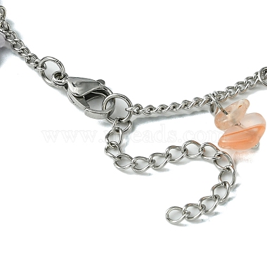 Chakra Theme Natural & Synthetic Mixed Gemstone Nugget Charm Bracelets(BJEW-TA00401)-4