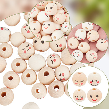 80pcs 4 styles Natural Wood European Beads(WOOD-AR0001-38)-3