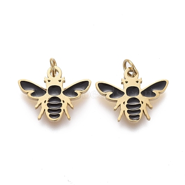 Golden Black Bees Stainless Steel+Enamel Charms