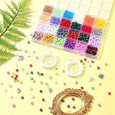 kits de fabrication de bijoux pour bracelets pendentifs en perles de verre et alliages(DIY-FS0006-25)-8